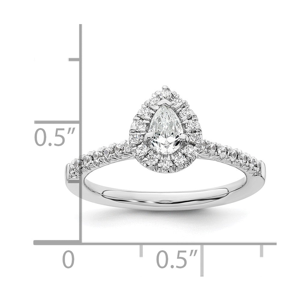 14kw Pear Halo Simulated Diamond Engagement Ring