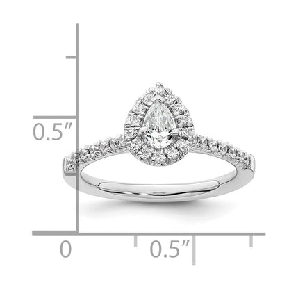 14kw Pear Halo Simulated Diamond Engagement Ring