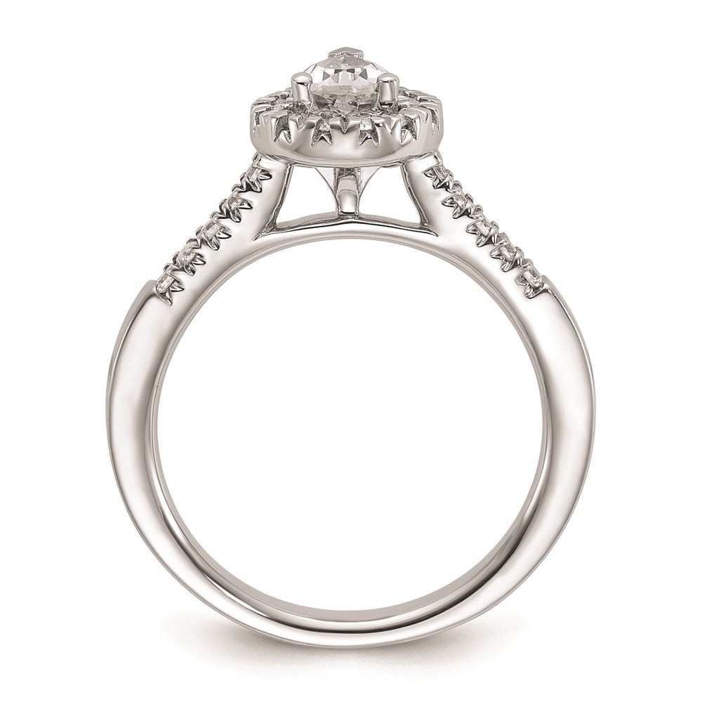 14kw Pear Halo Simulated Diamond Engagement Ring