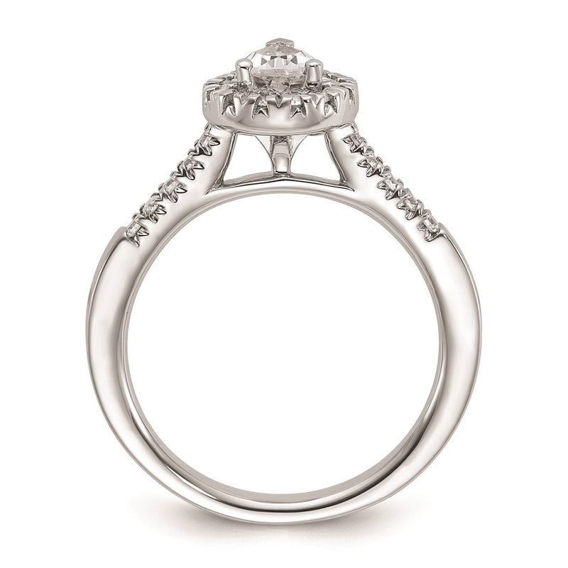 14kw Pear Halo Simulated Diamond Engagement Ring