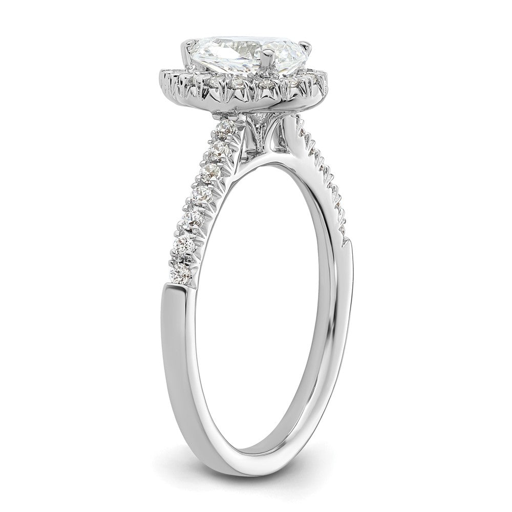 14kw Pear Halo Simulated Diamond Engagement Ring