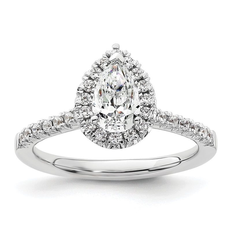 14kw Pear Halo Simulated Diamond Engagement Ring