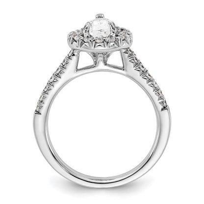 14kw Pear Halo Simulated Diamond Engagement Ring