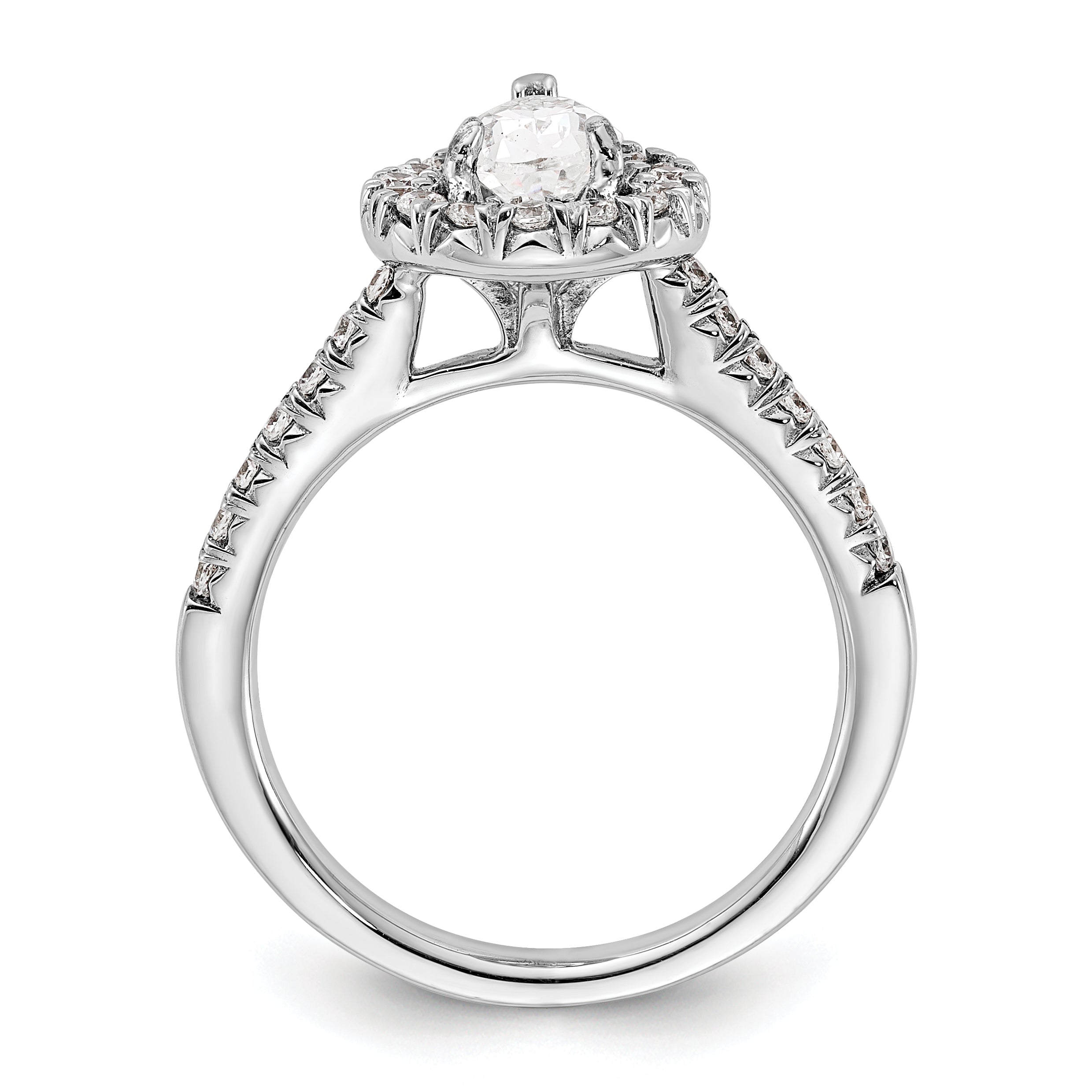 14k White Gold 3/8 Ct. Lab Grown Diamond VS/SI+ G+ 1 Ct. Center Pear Halo Engagement Ring