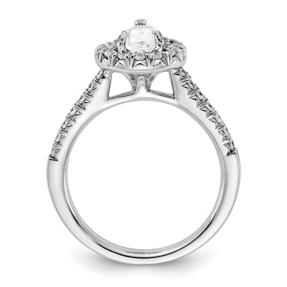 14k White Gold 3/8 Ct. Lab Grown Diamond VS/SI+ G+ 1 Ct. Center Pear Halo Engagement Ring