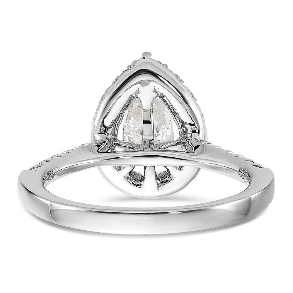 14kw Pear Halo Simulated Diamond Engagement Ring