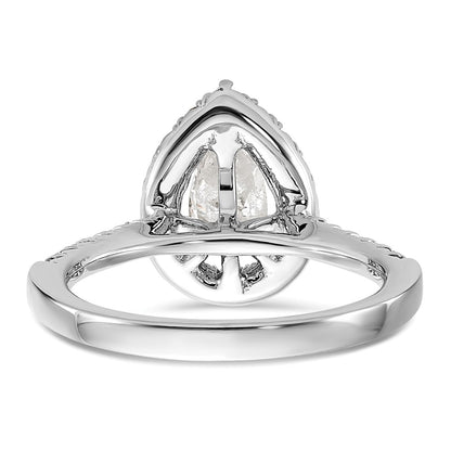 14kw Pear Halo Simulated Diamond Engagement Ring