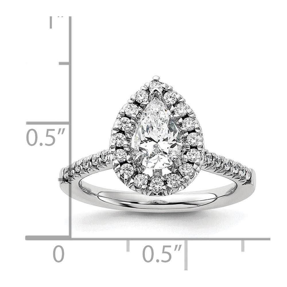 14kw Pear Halo Simulated Diamond Engagement Ring