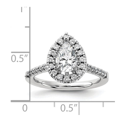 14kw Pear Halo Simulated Diamond Engagement Ring