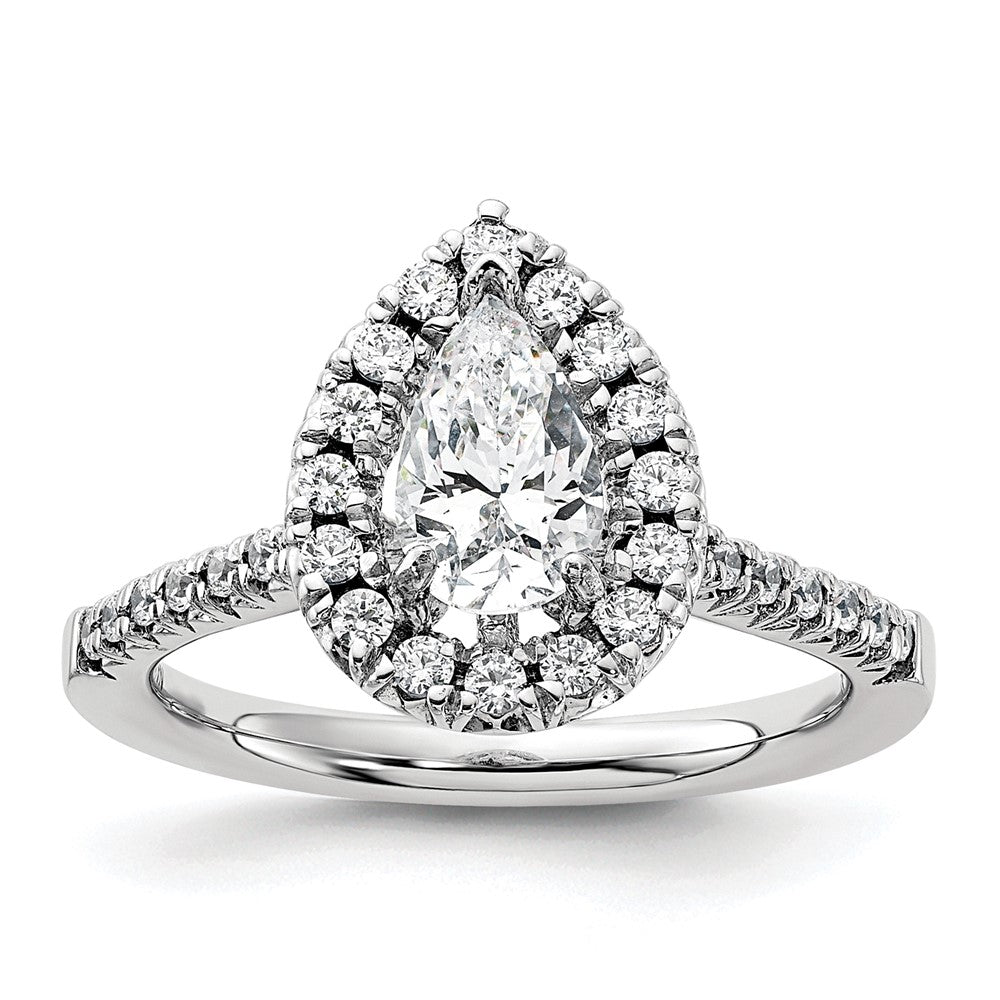14kw Pear Halo Simulated Diamond Engagement Ring
