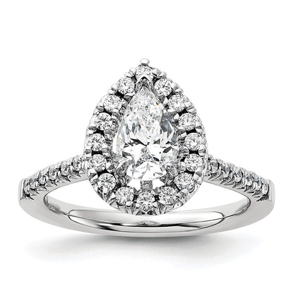 14kw Pear Halo Simulated Diamond Engagement Ring
