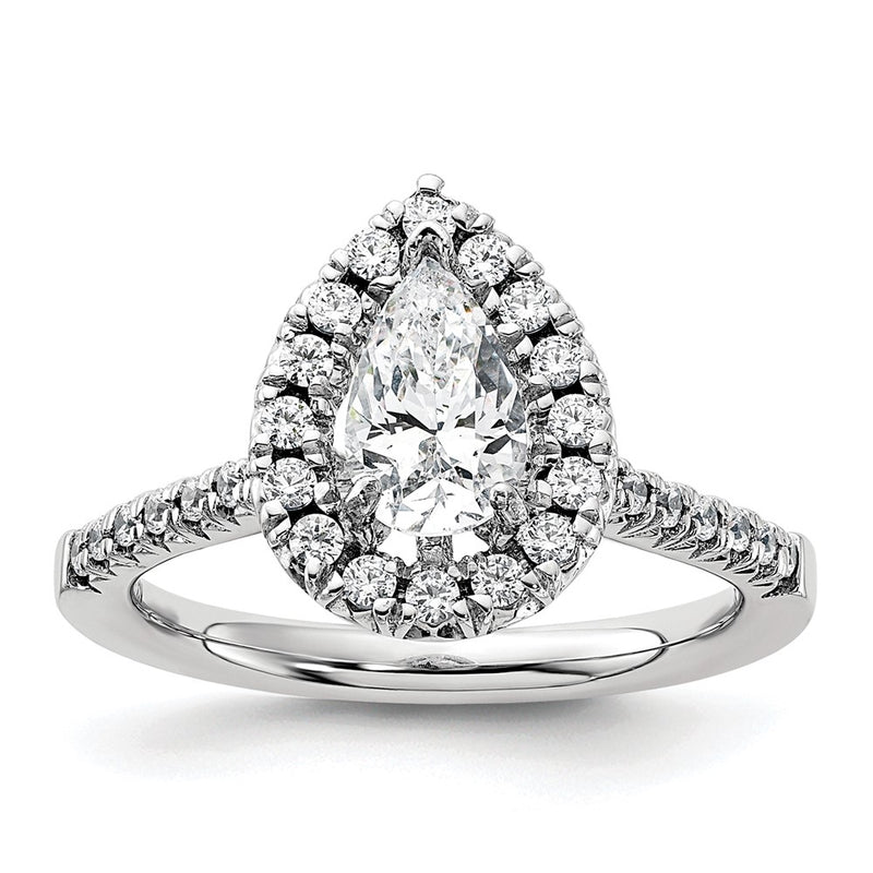 14kw Pear Halo Simulated Diamond Engagement Ring