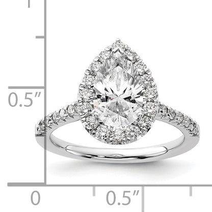 14k White Gold 5/8 Ct. Lab Grown Diamond VS/SI+ G+ 1 1/2 Ct. Center Pear Halo Engagement Ring
