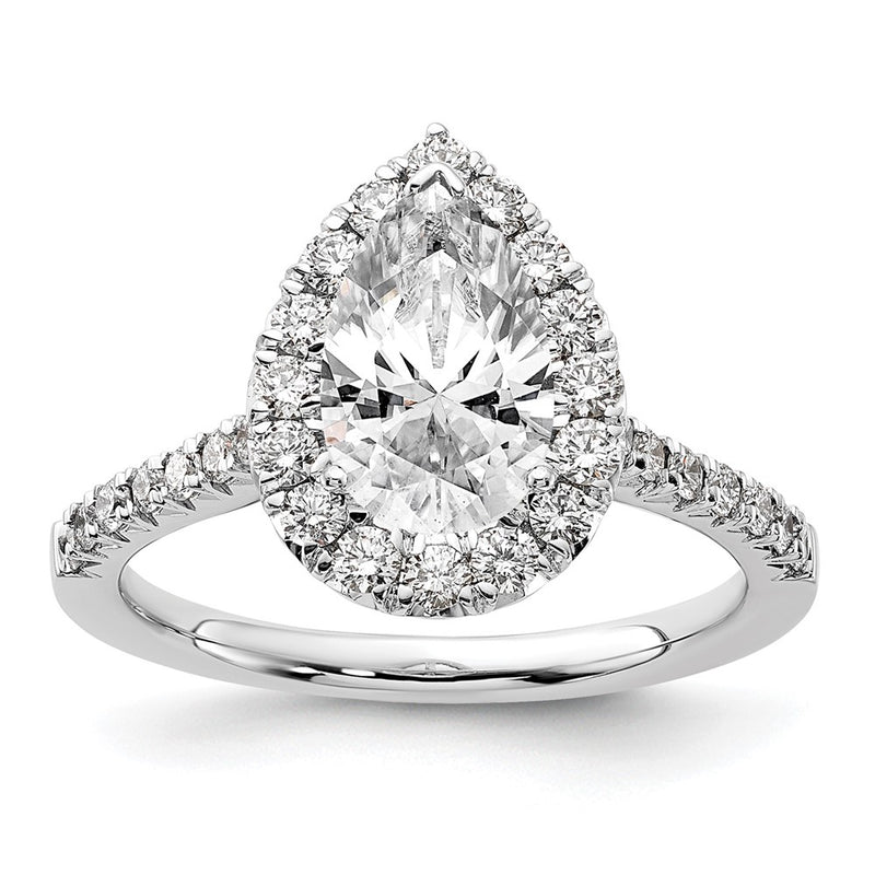 14kw Pear Halo Simulated Diamond Engagement Ring