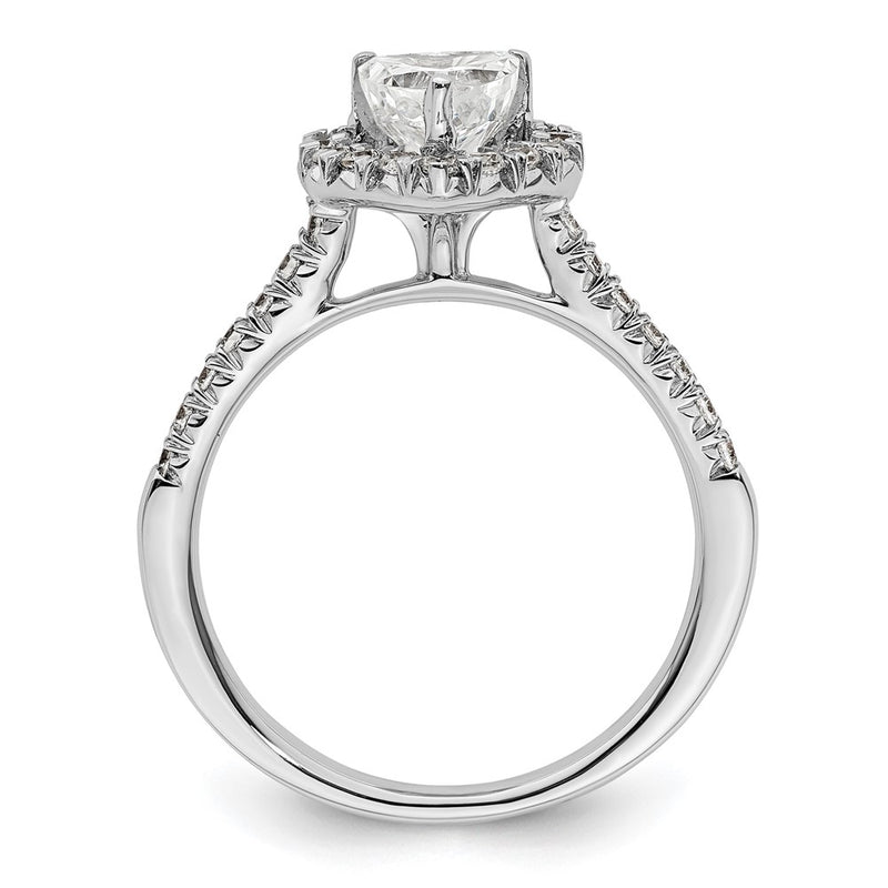 14kw Heart Halo Simulated Diamond Engagement Ring