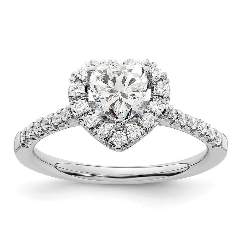 14kw Heart Halo Simulated Diamond Engagement Ring