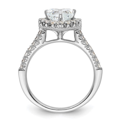 14kw Heart Halo Simulated Diamond Engagement Ring