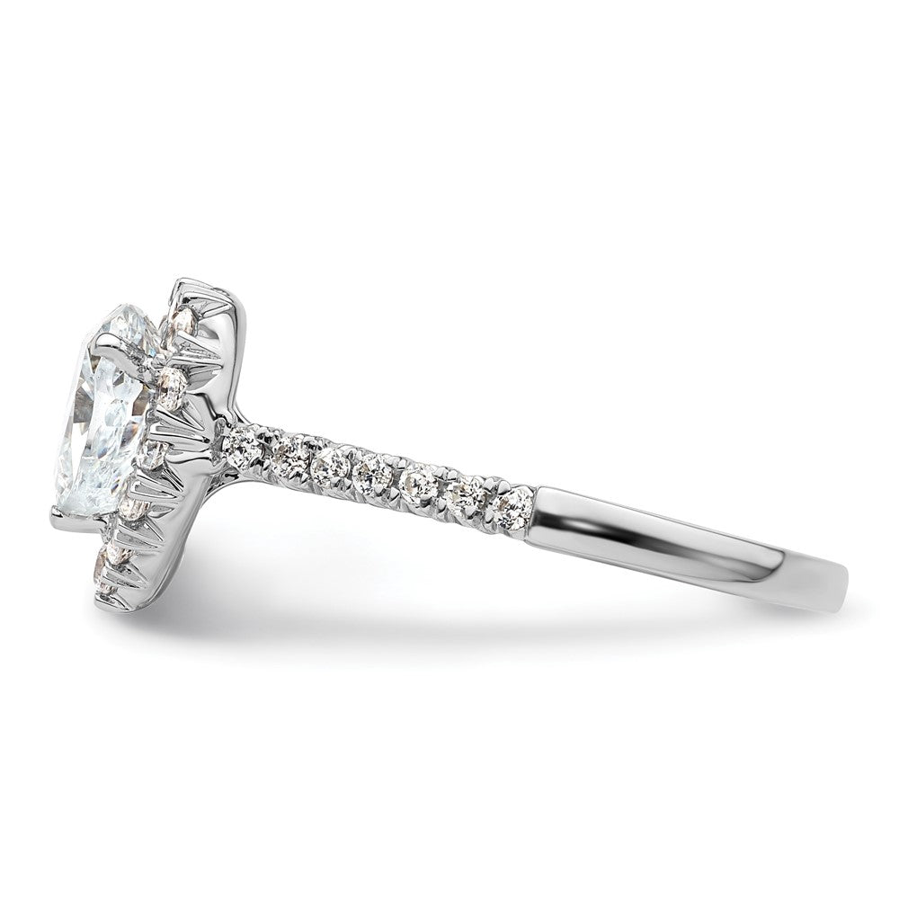 14kw Heart Halo Simulated Diamond Engagement Ring