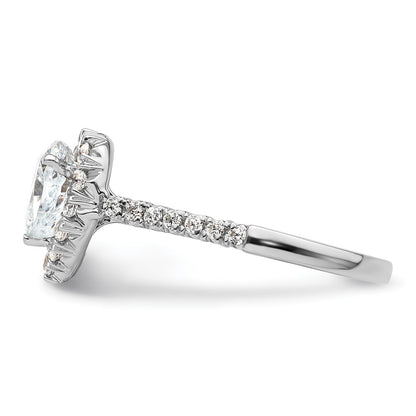 14kw Heart Halo Simulated Diamond Engagement Ring