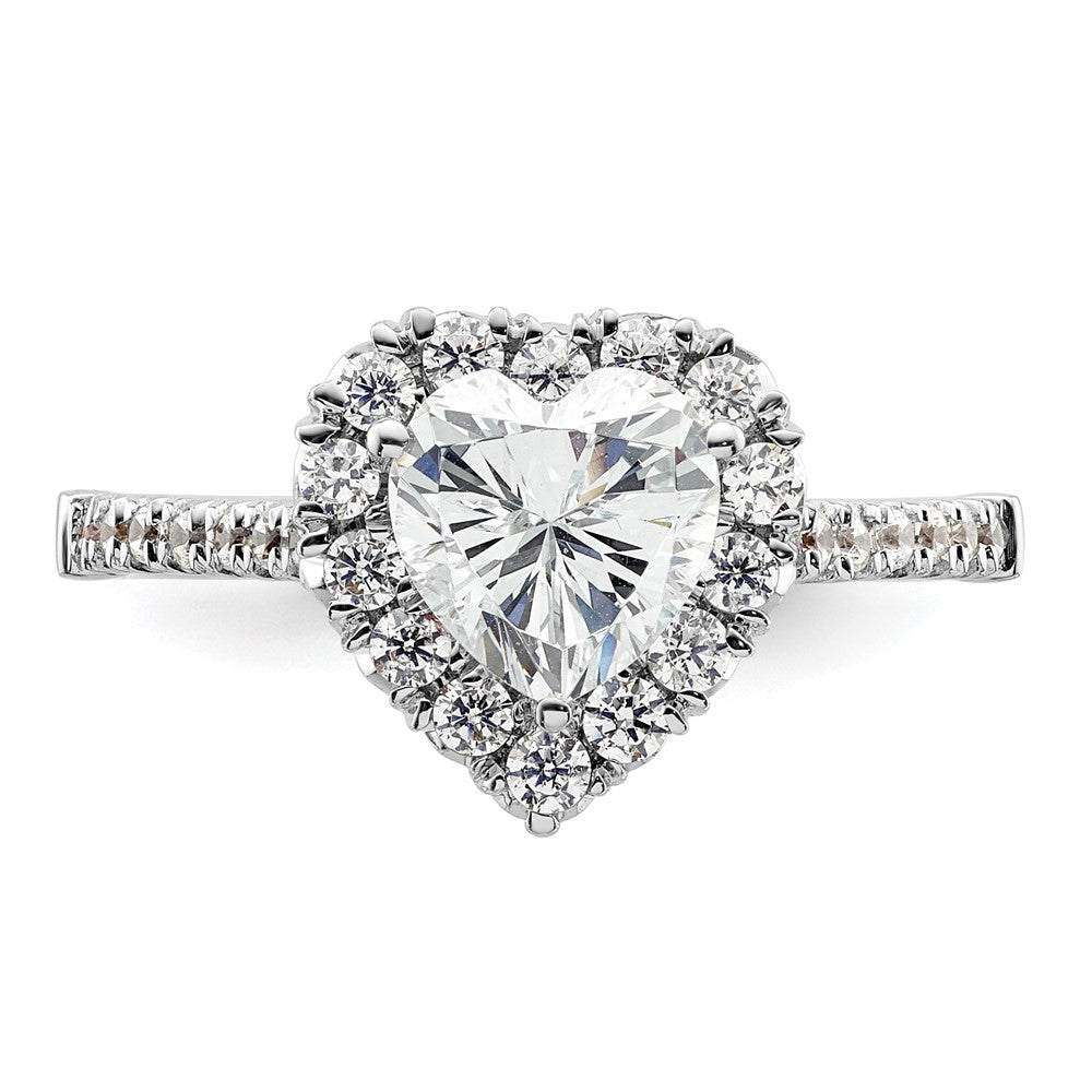 14kw Heart Halo Simulated Diamond Engagement Ring