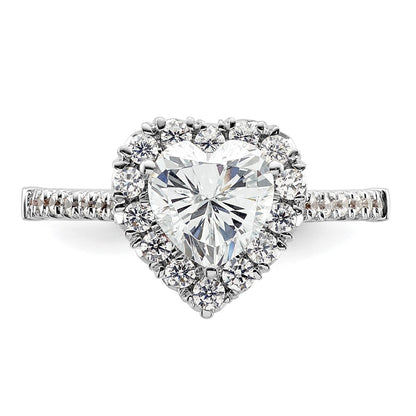 14kw Heart Halo Simulated Diamond Engagement Ring