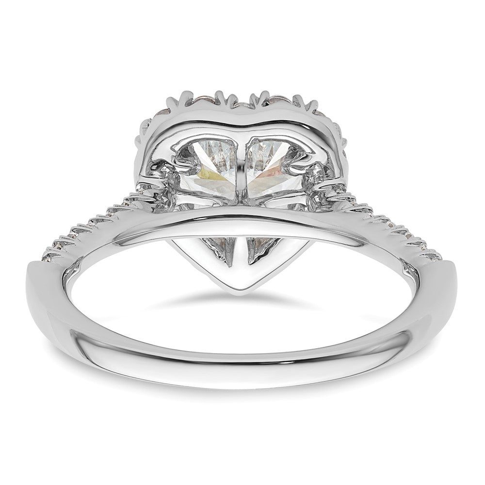 14kw Heart Halo Simulated Diamond Engagement Ring