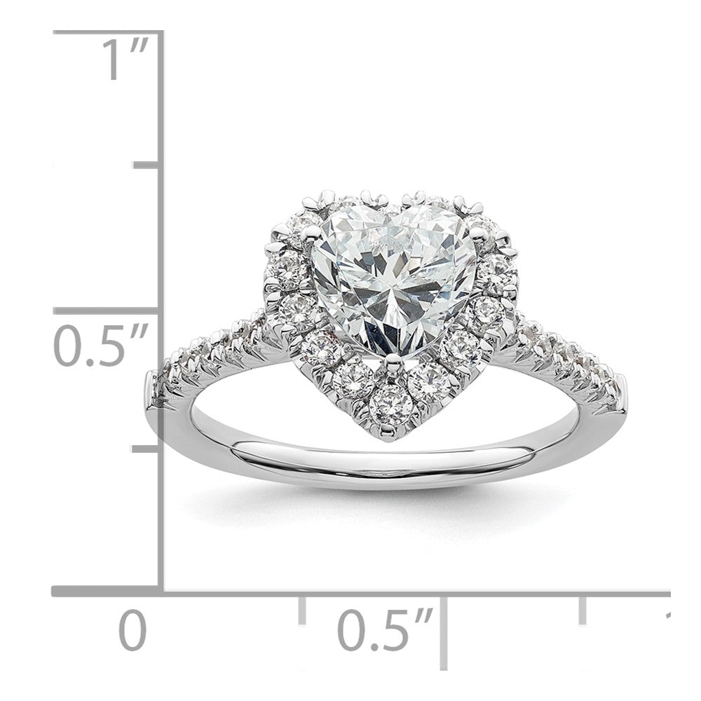 14kw Heart Halo Simulated Diamond Engagement Ring