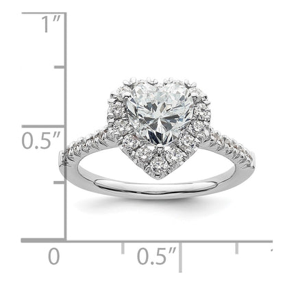 14kw Heart Halo Simulated Diamond Engagement Ring