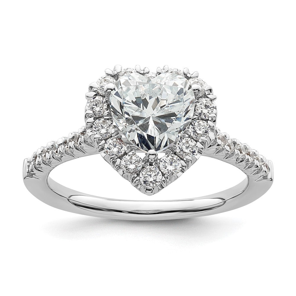 14kw Heart Halo Simulated Diamond Engagement Ring
