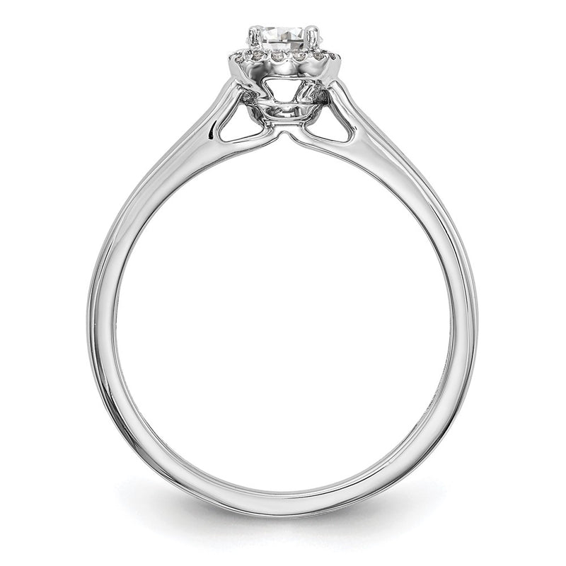 14K White Gold Round Simulated Diamond Halo Engagement Ring