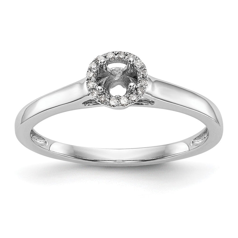 14K White Gold Round Simulated Diamond Halo Engagement Ring
