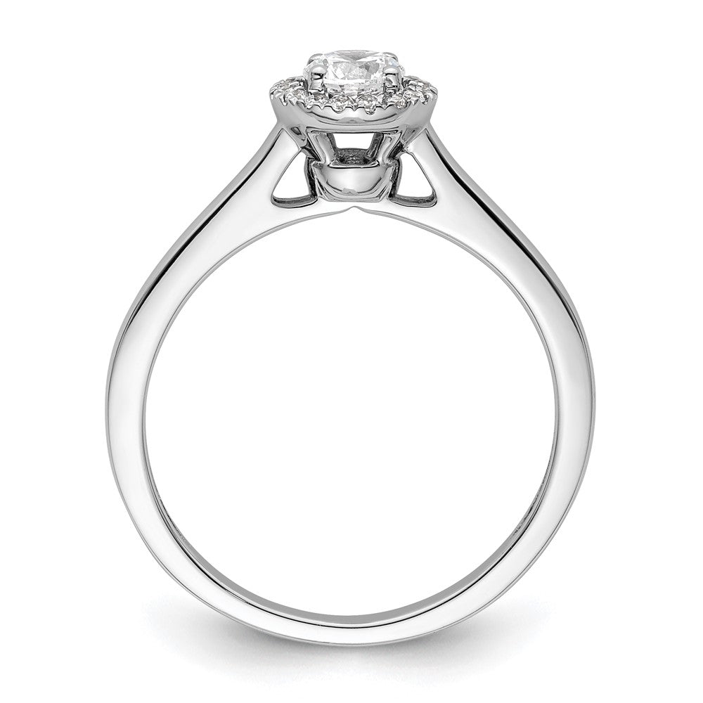 14K White Gold Round Simulated Diamond Halo Engagement Ring