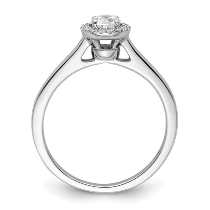 14K White Gold Round Simulated Diamond Halo Engagement Ring