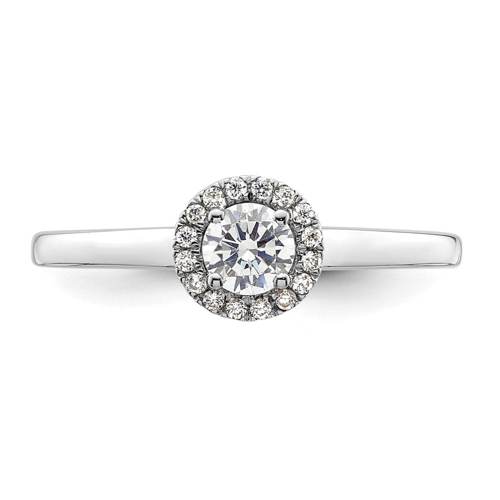 14K White Gold Round Simulated Diamond Halo Engagement Ring