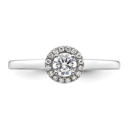 14K White Gold Round Simulated Diamond Halo Engagement Ring