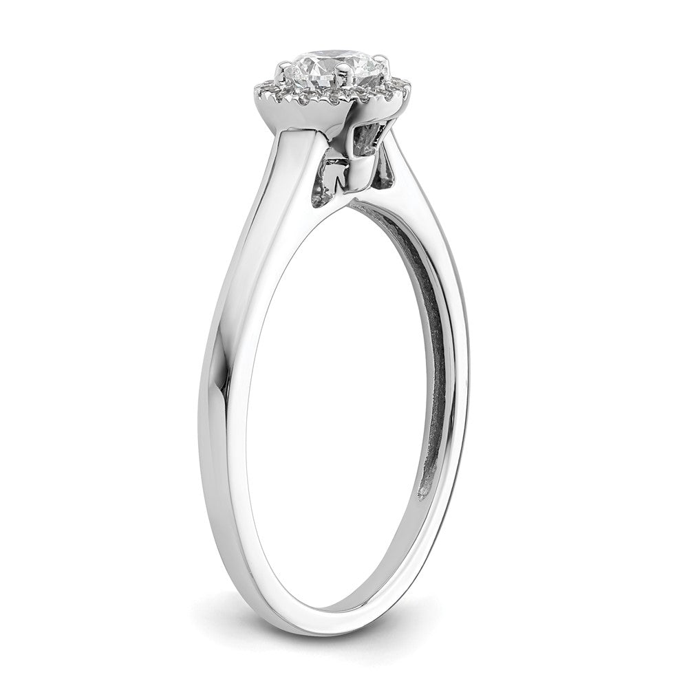 14K White Gold Round Simulated Diamond Halo Engagement Ring