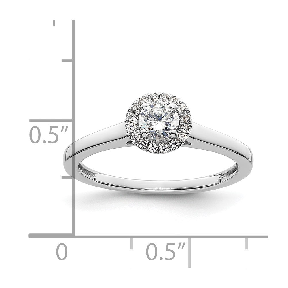 14K White Gold Round Simulated Diamond Halo Engagement Ring