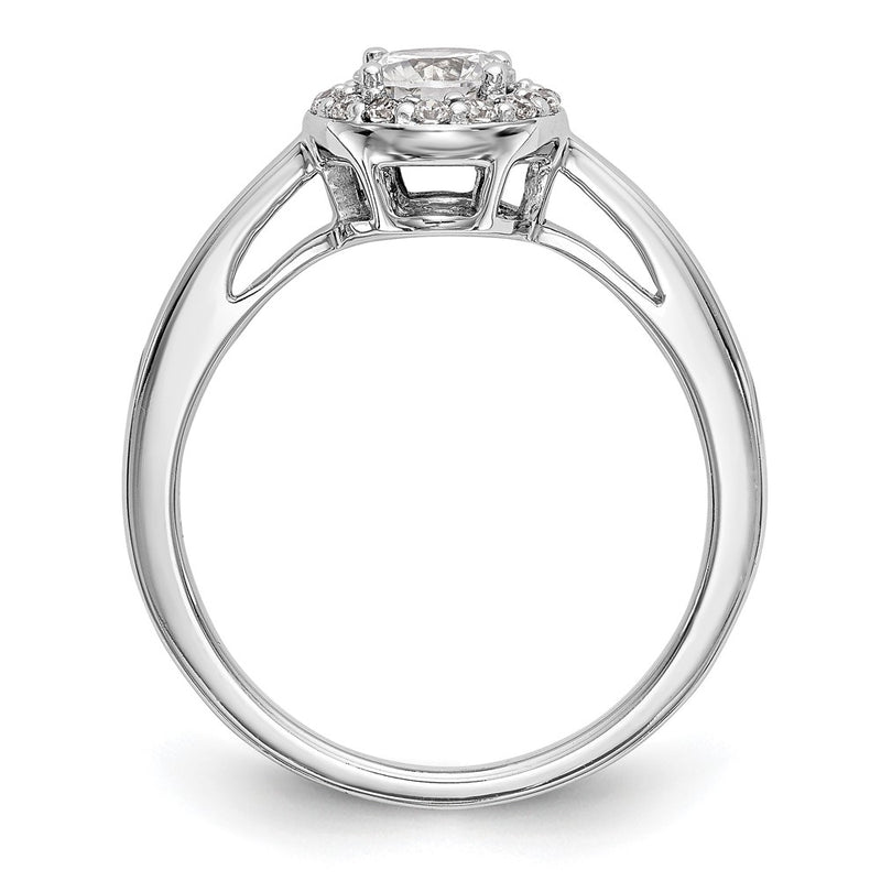 14K White Gold Round Simulated Diamond Halo Engagement Ring