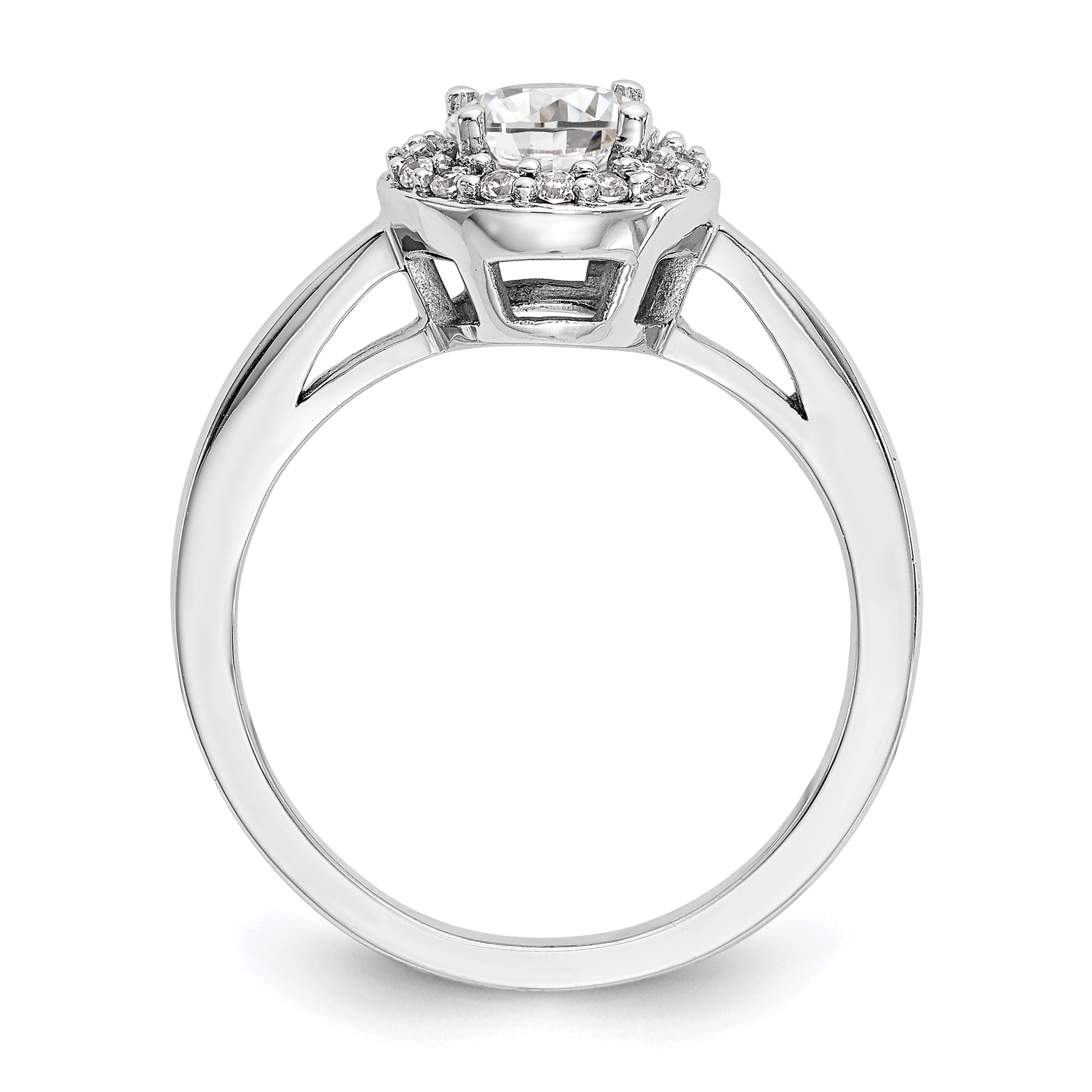 14K White Gold Halo (Holds 3/4 Carat (6.5mm) Round Center) 1/6 Diamond Semi Mount Engagement Ring