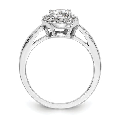 14K White Gold Halo (Holds 3/4 Carat (6.5mm) Round Center) 1/6 Diamond Semi Mount Engagement Ring