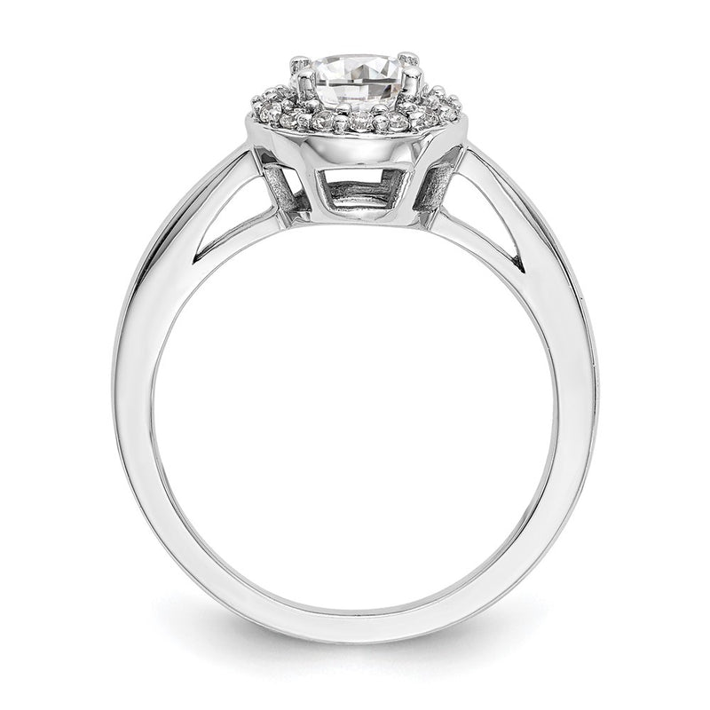 14K White Gold Halo (Holds 3/4 Carat (6.5mm) Round Center) 1/6 Diamond Semi Mount Engagement Ring