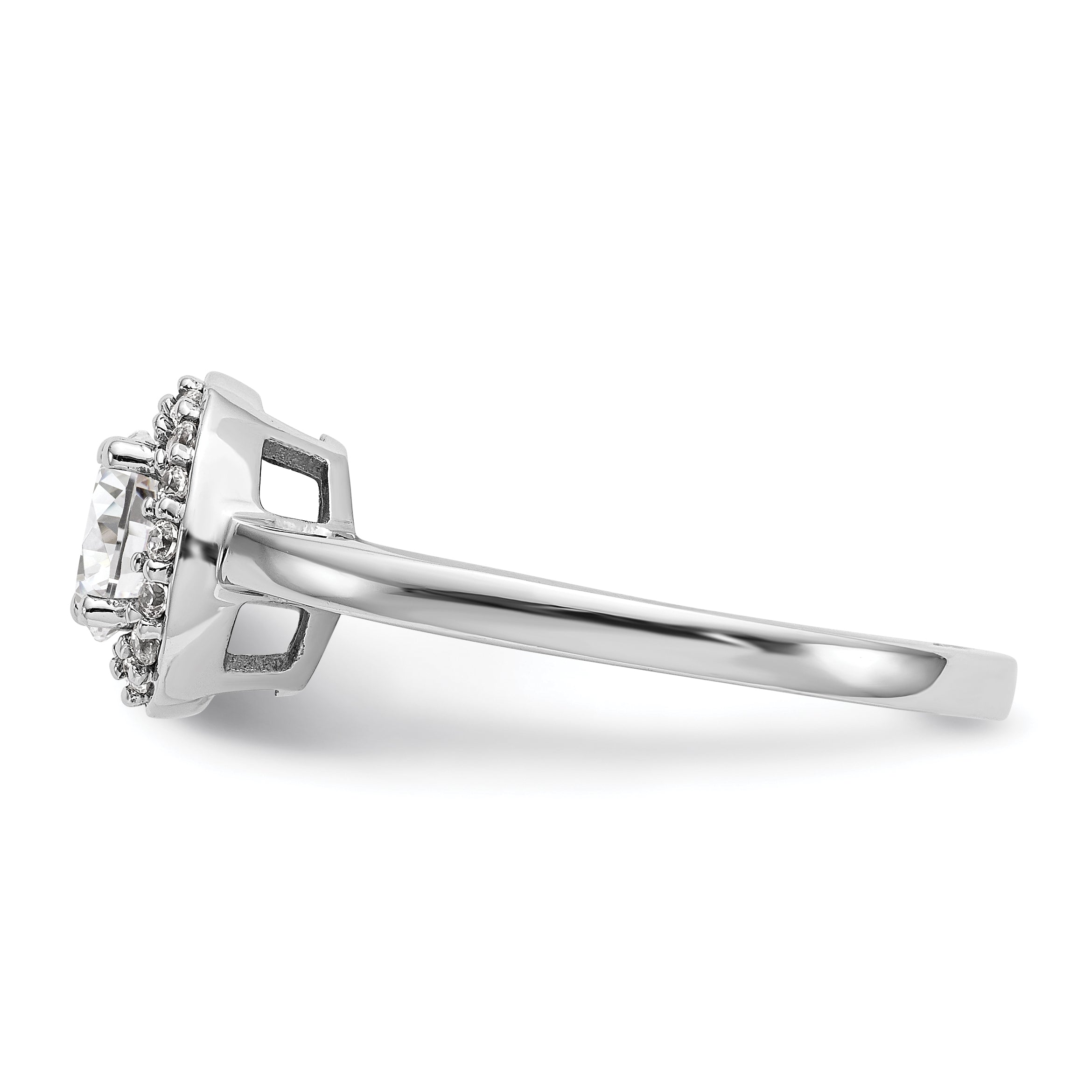 14K White Gold Halo (Holds 3/4 Carat (6.5mm) Round Center) 1/6 Diamond Semi Mount Engagement Ring