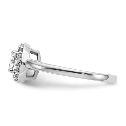 14K White Gold Halo (Holds 3/4 Carat (6.5mm) Round Center) 1/6 Diamond Semi Mount Engagement Ring