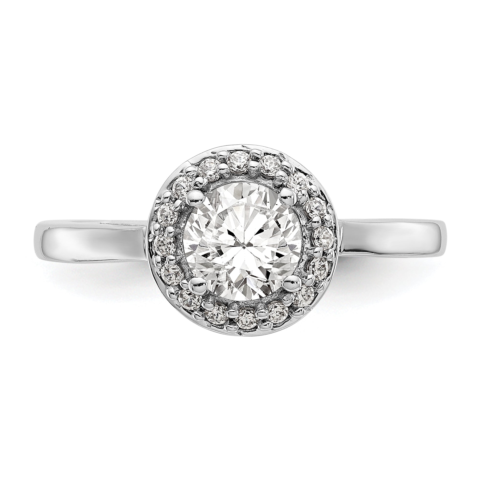 14K White Gold Halo (Holds 3/4 Carat (6.5mm) Round Center) 1/6 Diamond Semi Mount Engagement Ring