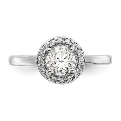 14K White Gold Halo (Holds 3/4 Carat (6.5mm) Round Center) 1/6 Diamond Semi Mount Engagement Ring