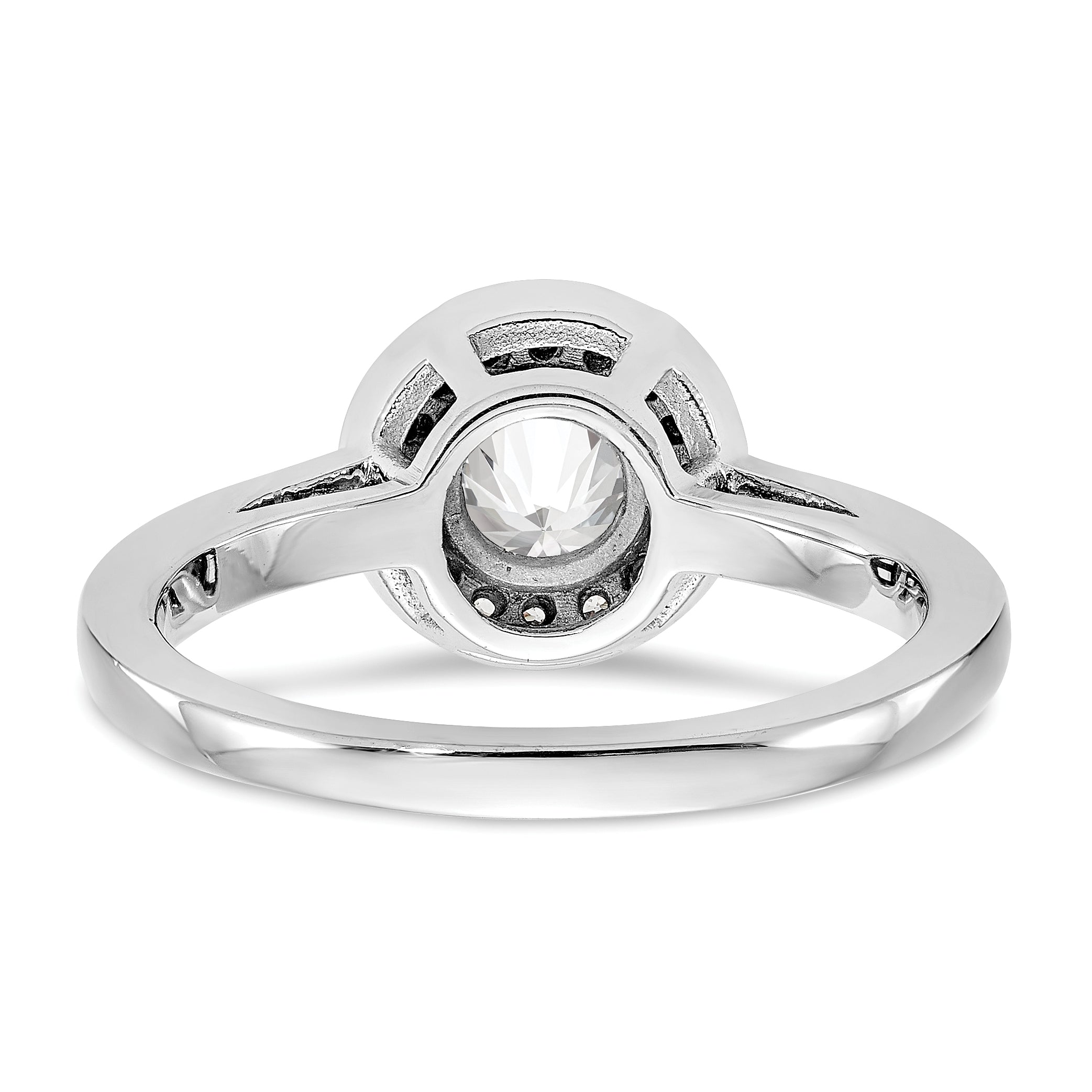 14K White Gold Halo (Holds 3/4 Carat (6.5mm) Round Center) 1/6 Diamond Semi Mount Engagement Ring
