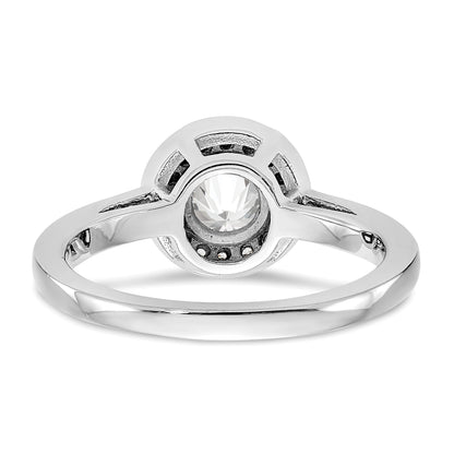 14K White Gold Halo (Holds 3/4 Carat (6.5mm) Round Center) 1/6 Diamond Semi Mount Engagement Ring