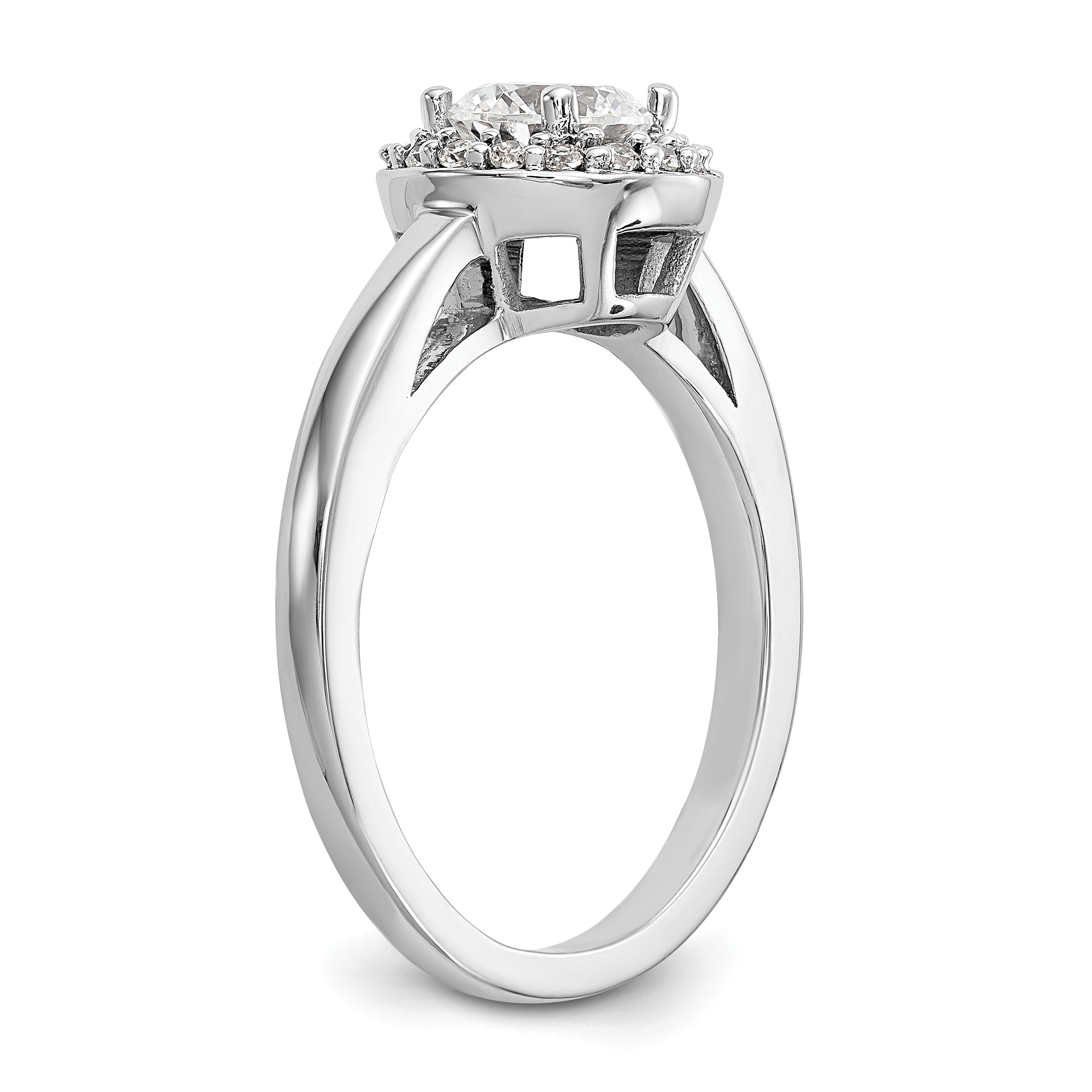 14K White Gold Halo (Holds 3/4 Carat (6.5mm) Round Center) 1/6 Diamond Semi Mount Engagement Ring