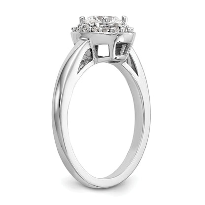 14K White Gold Halo (Holds 3/4 Carat (6.5mm) Round Center) 1/6 Diamond Semi Mount Engagement Ring