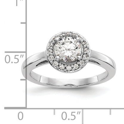 14K White Gold Halo (Holds 3/4 Carat (6.5mm) Round Center) 1/6 Diamond Semi Mount Engagement Ring